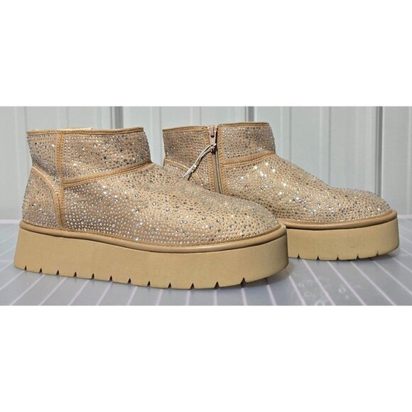 wild fable Shoes - Wild Fable Women's Missy Beige Bling Sequin Covered Platform Booties
